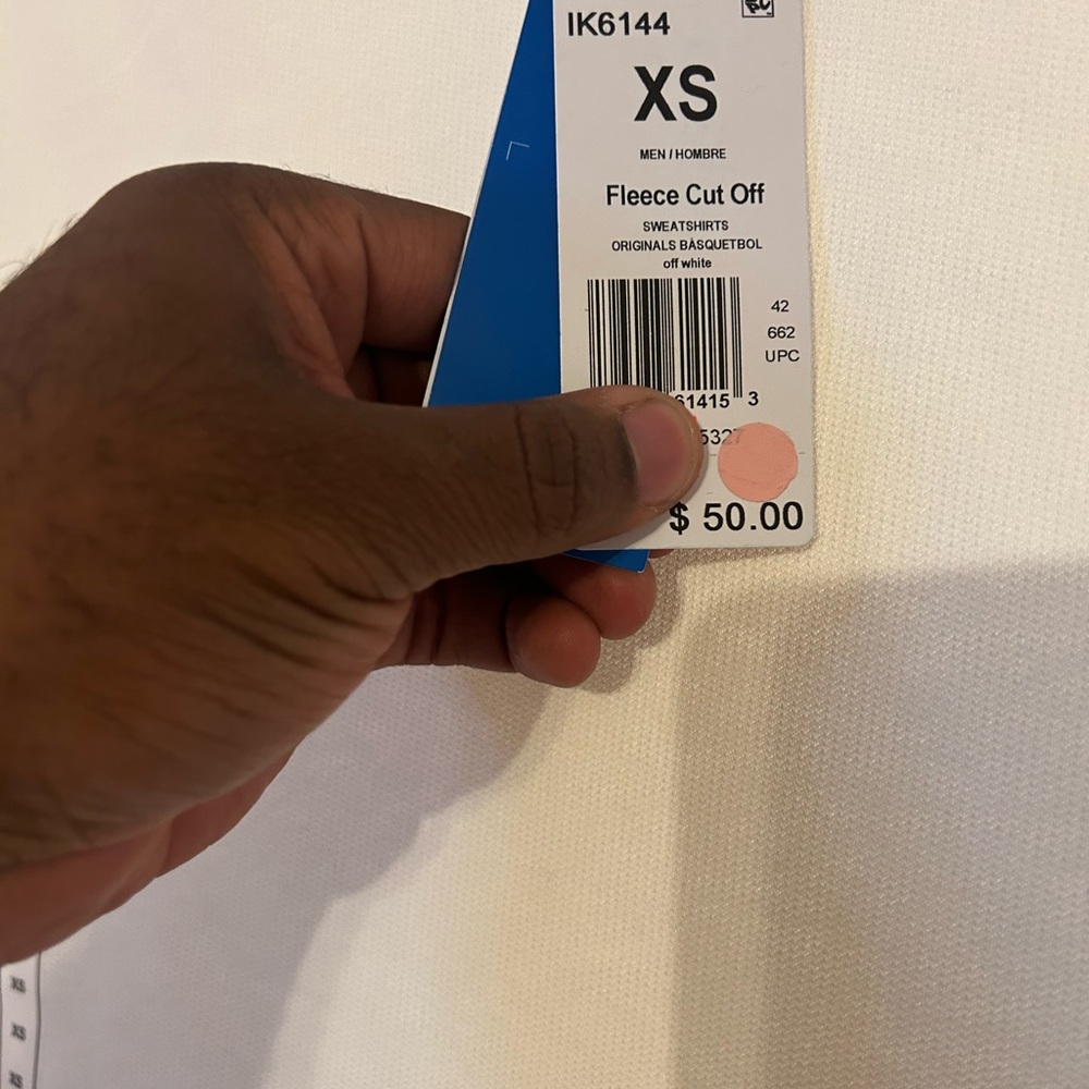 Adidas Men's XS Fleece Cut Off Sweatshirt Baggy